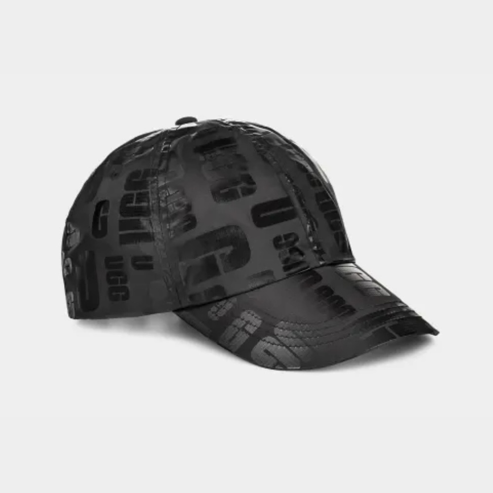UGG Nylon Black Scatter Graphic Snap Back Baseball Cap, Unisex OSFM